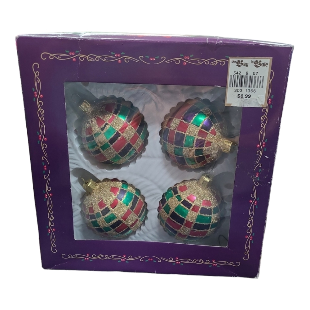 Vintage Christmas Street Hand Decorated Glass Ornaments